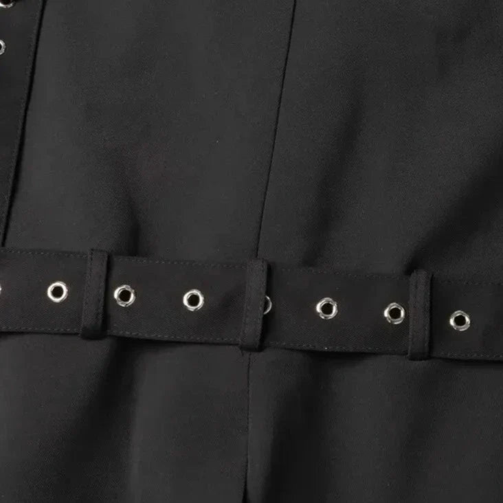 BLACK STRAPPY BELTED BLAZER