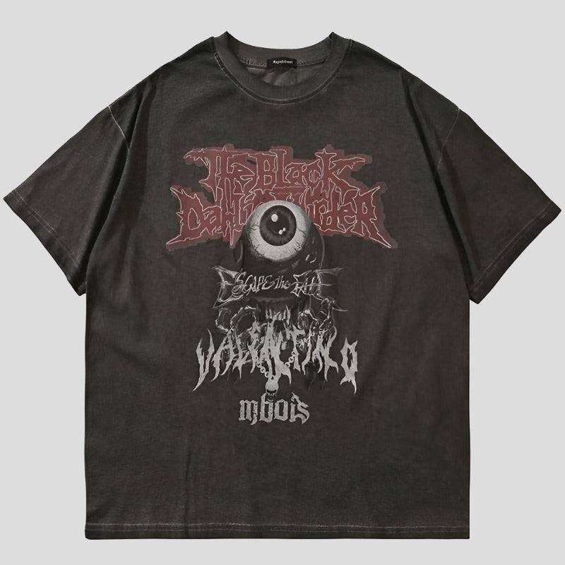 Enigmatic Gaze: Men's Oversized Evil Eye Graphic Print T-Shirt
