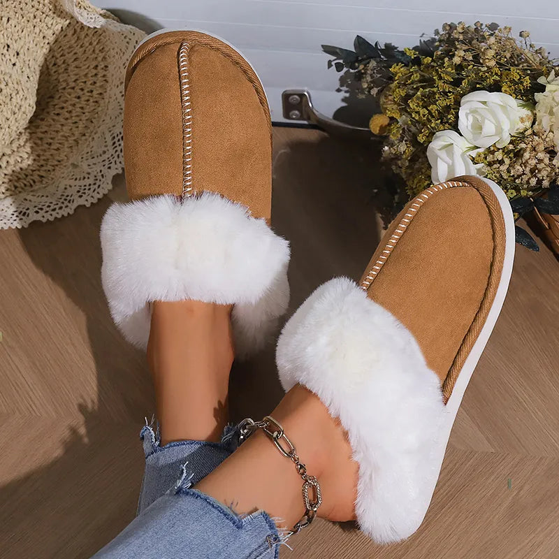 Faux Suede Winter Slippers for Women