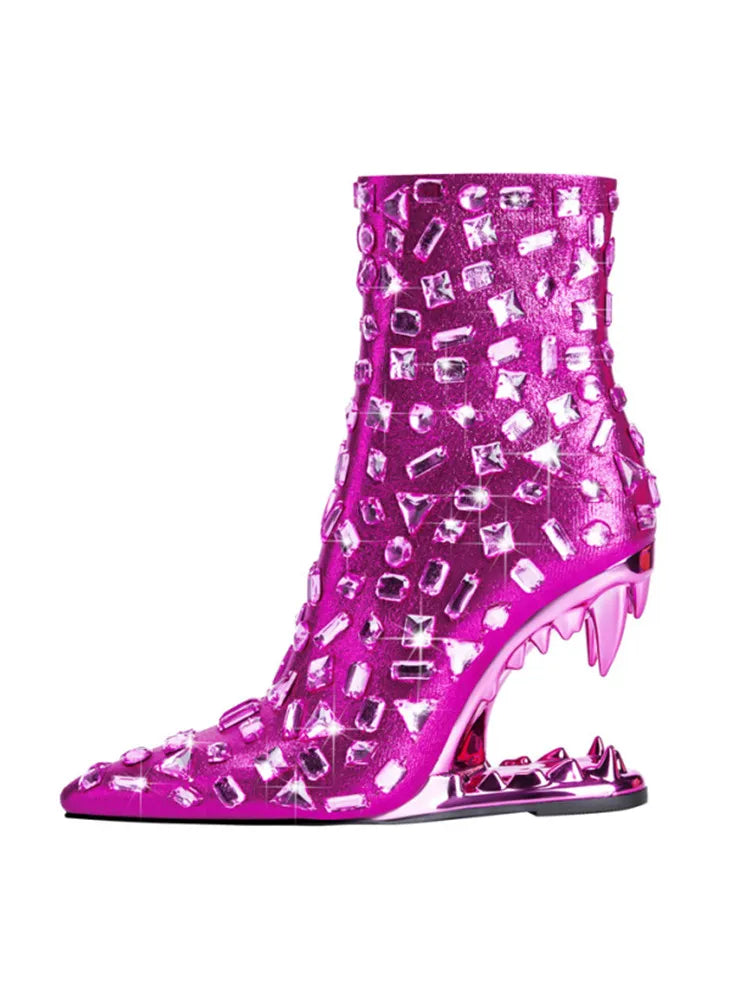 Diamond Teeth Heel Boots