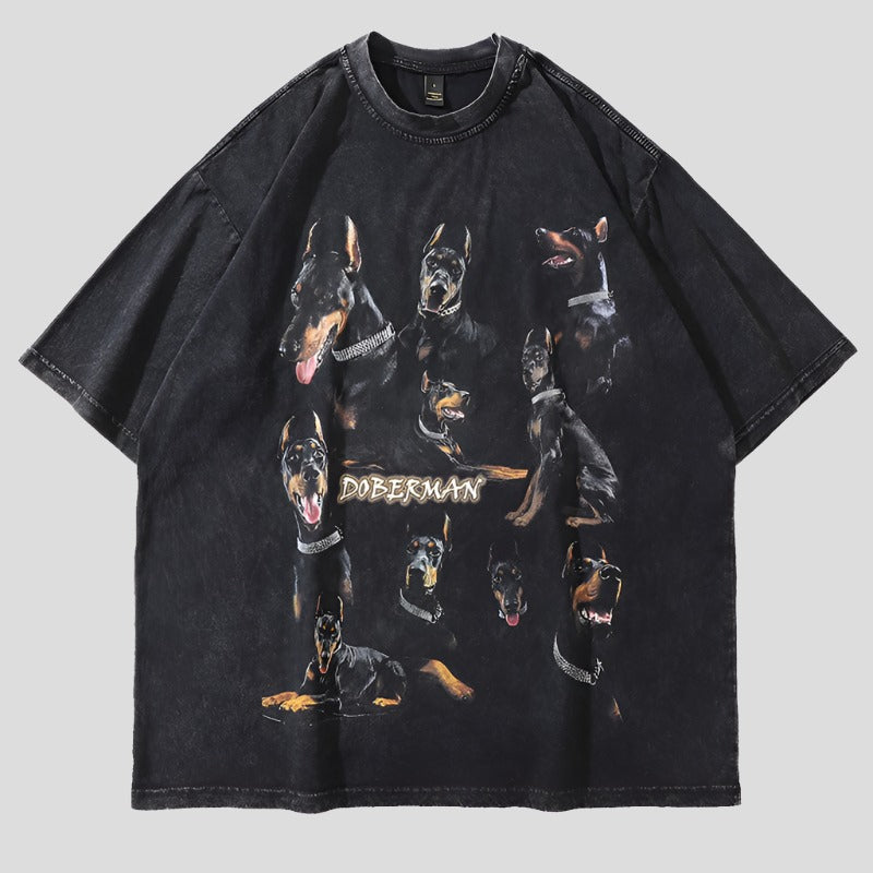 Distressed Doberman Graphic Tee for Men