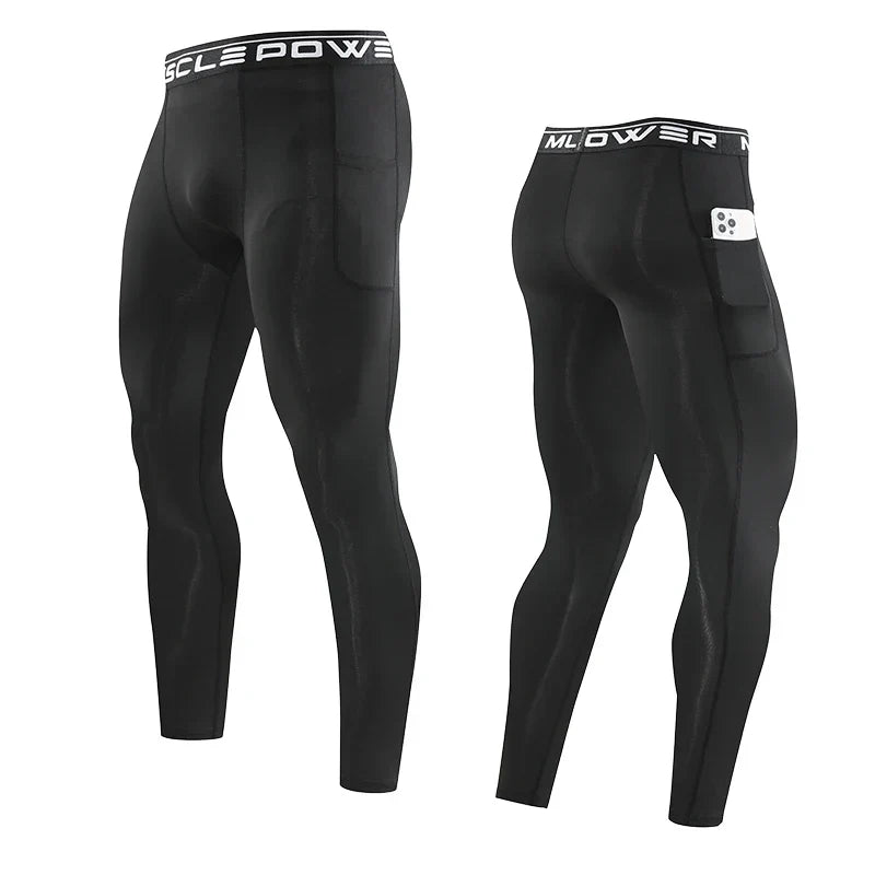 Athletic Compression Trousers: Men's Gym Running Leggings for Fitness