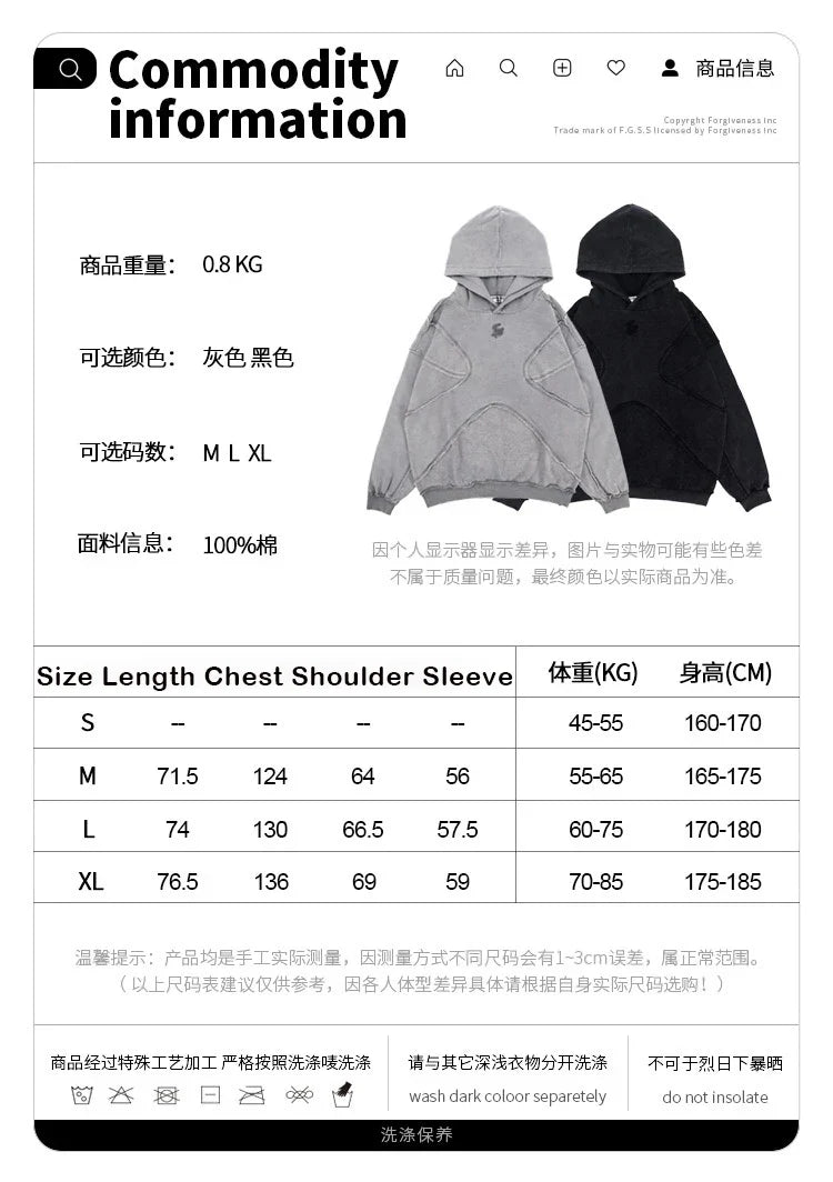 Solid High Street Patchwork Hoodie