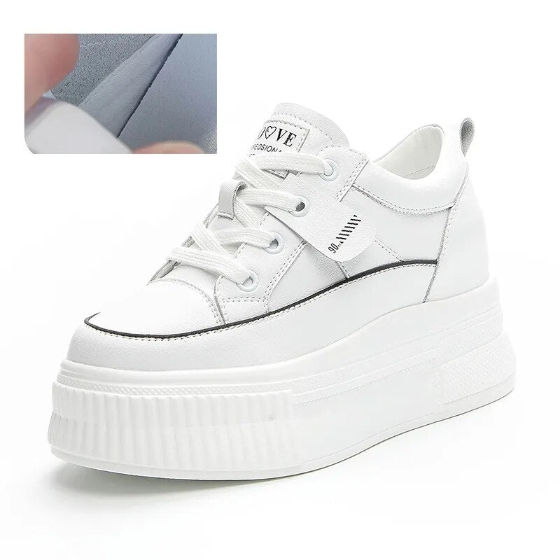 6cm Platform Wedges Leather for Women