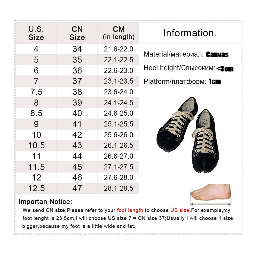 Tabi Sneakers: Split Toe Mary Janes Canvas Women's