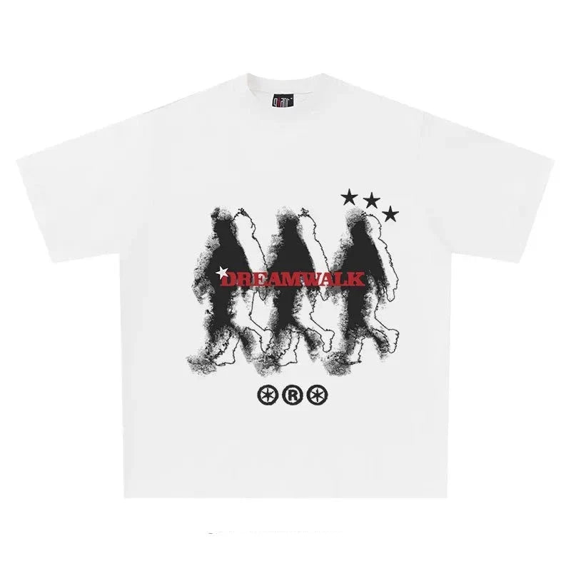 Dream-Walk Aesthetic Oversized Cotton Men's Summer T-Shirts