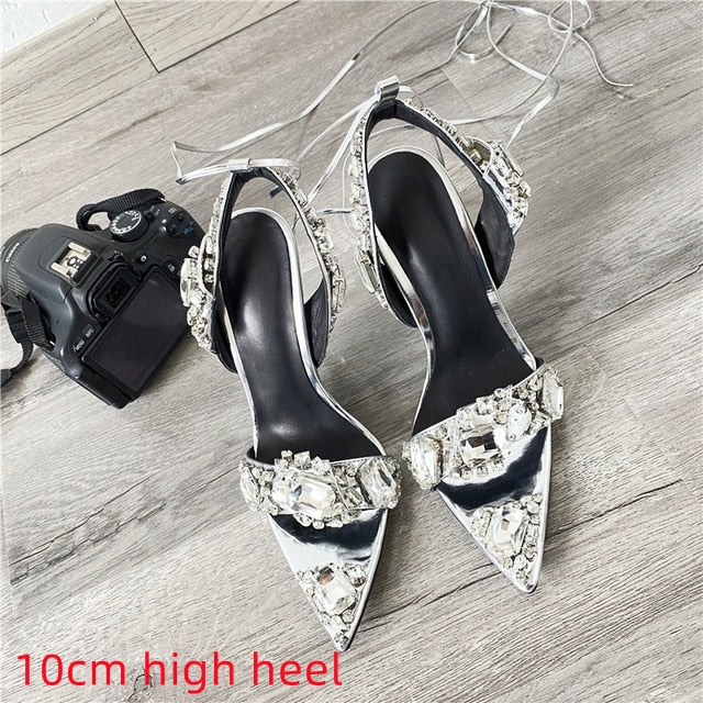 Tom Ford Inspired Chunky Rhinestone Metallic Sandals