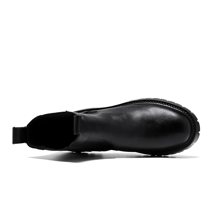 British Style Black Chelsea Boots for Men Microfiber Leather