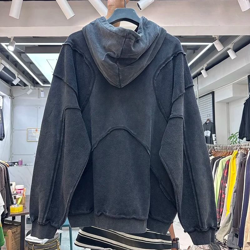 Solid High Street Patchwork Hoodie