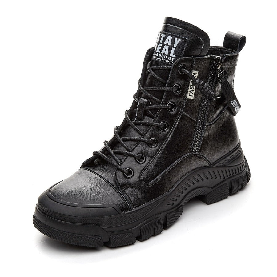 Leather Zip Ankle Booties for Women