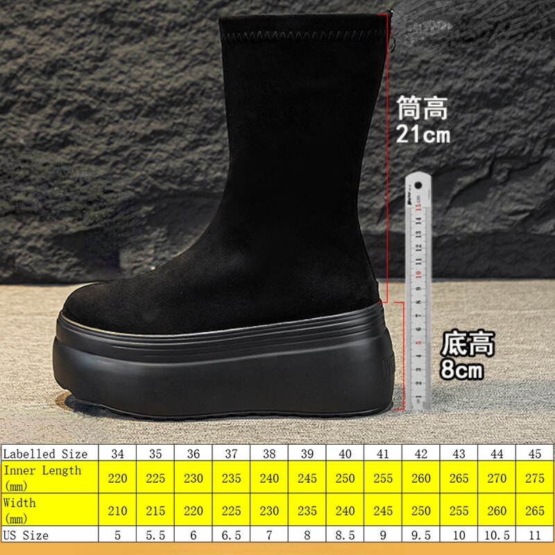8cm Suede Platform Boots for Women