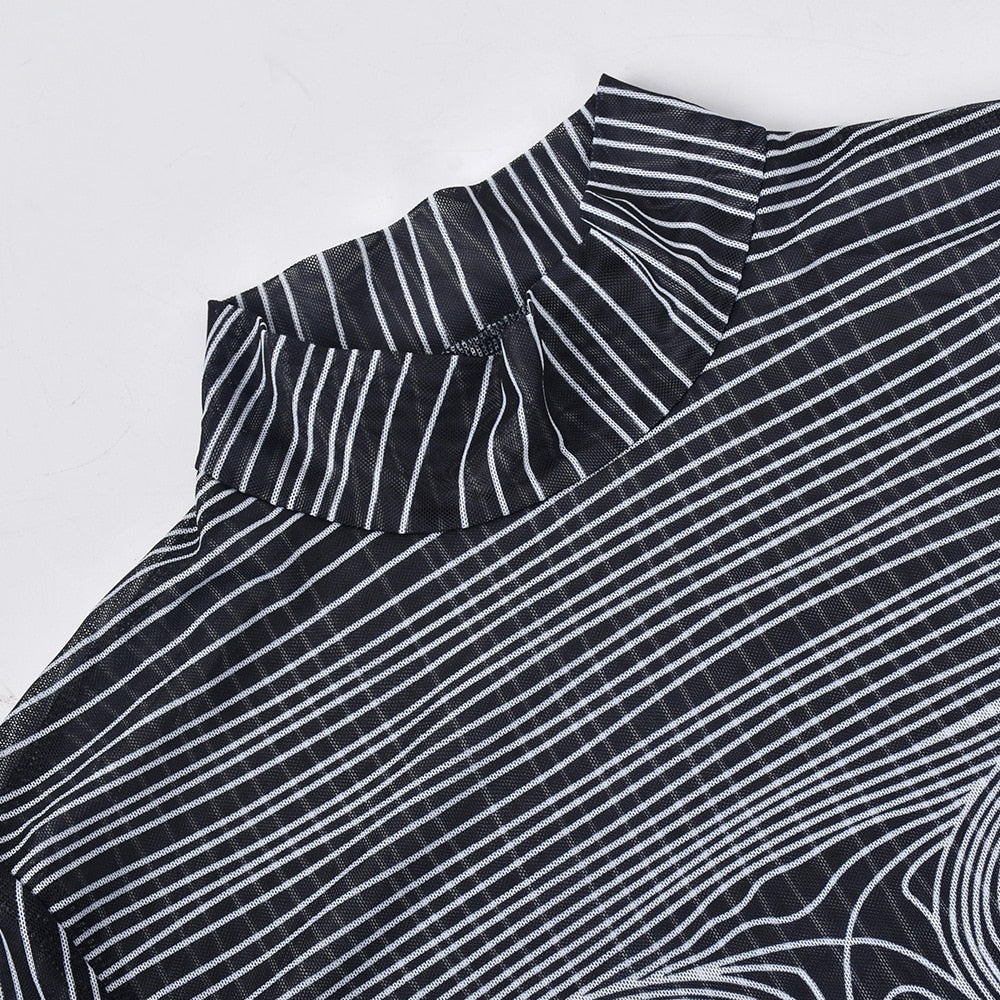 KAREN MESH PRINTED BODYSUIT