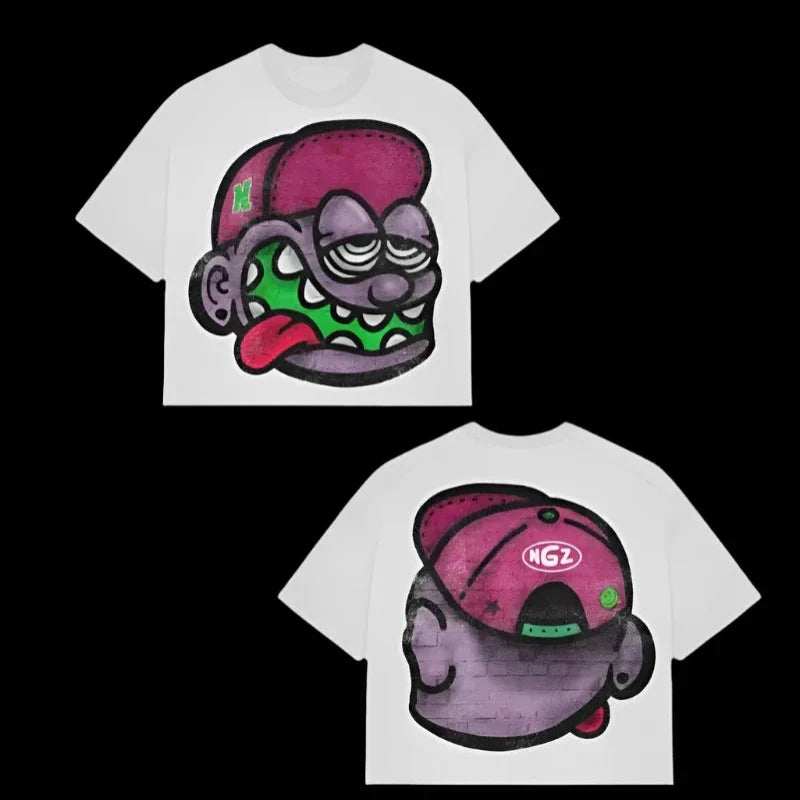 Cartoon Print T shirt - Y2K Summer Oversized
