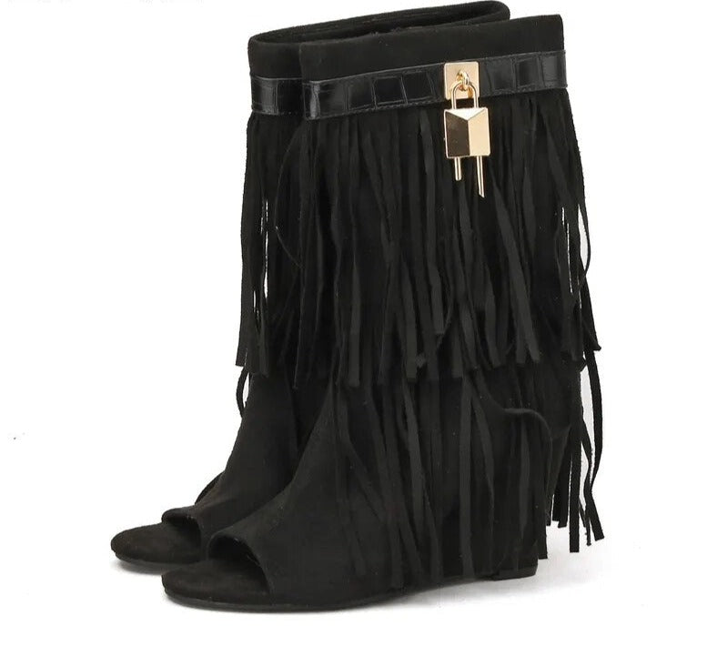 Fringe Wedges Boot Sandals