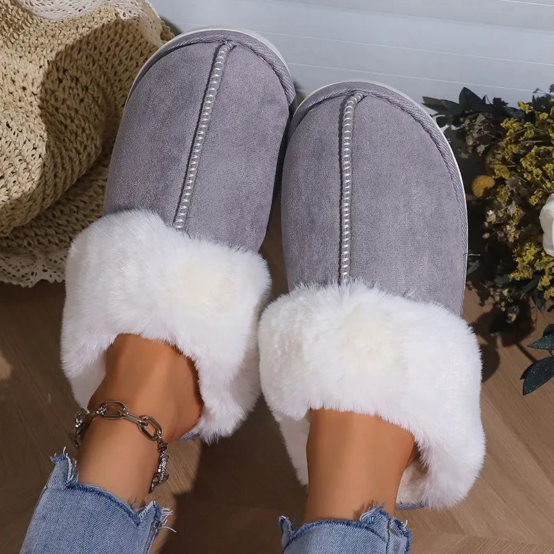Faux Suede Winter Slippers for Women