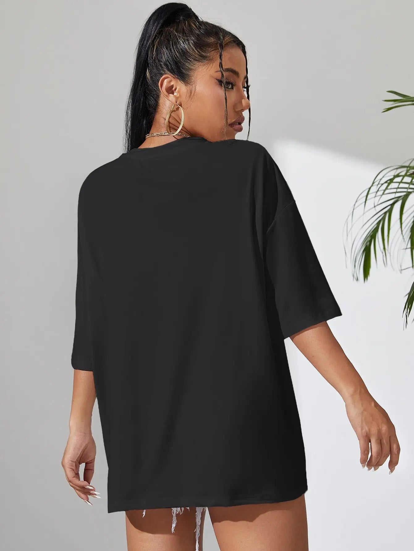 Oversized Graphic T Shirt - Unhappy Face Cotton Tee