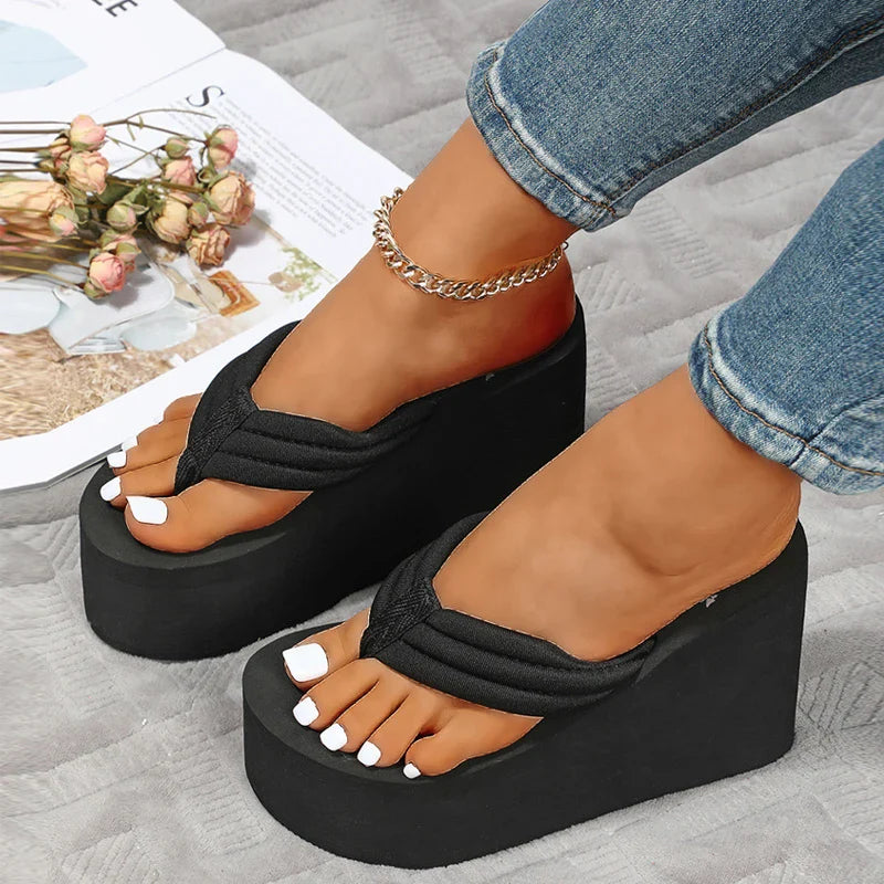 11cm Platform Sandals - Black EVA High Heels for Women