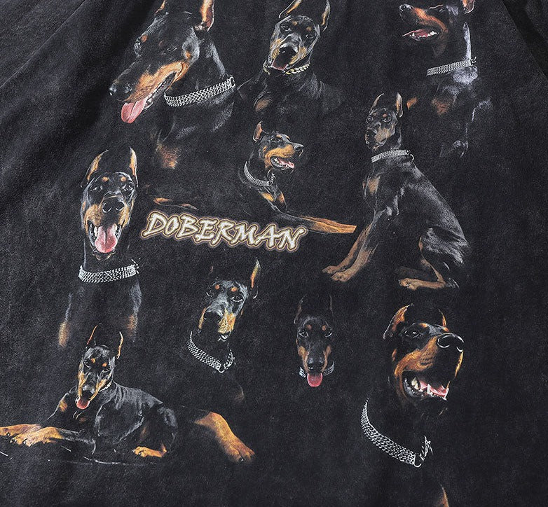 Distressed Doberman Graphic Tee for Men