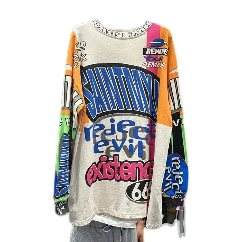 Letter Printed Cotton T Shirts for Women: Fashionable Long Sleeve