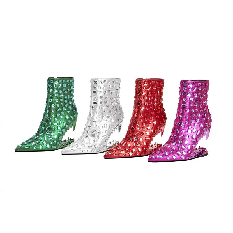 Diamond Teeth Heel Boots