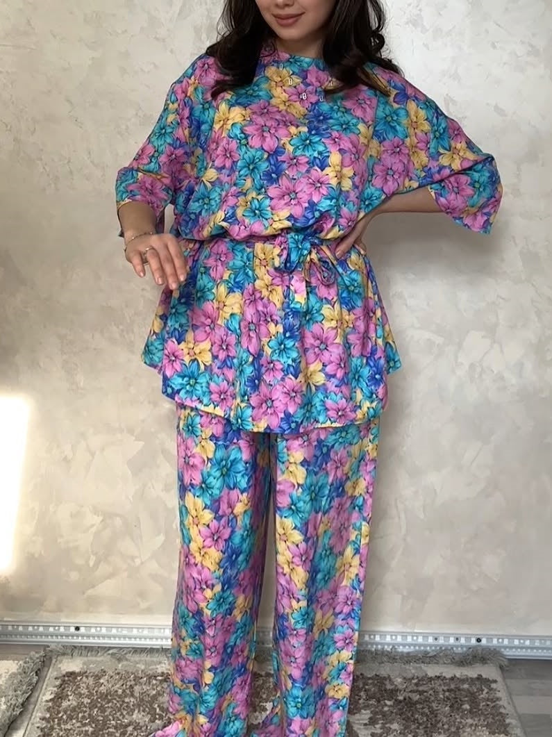 Unique Casual Print Loose Pajamas