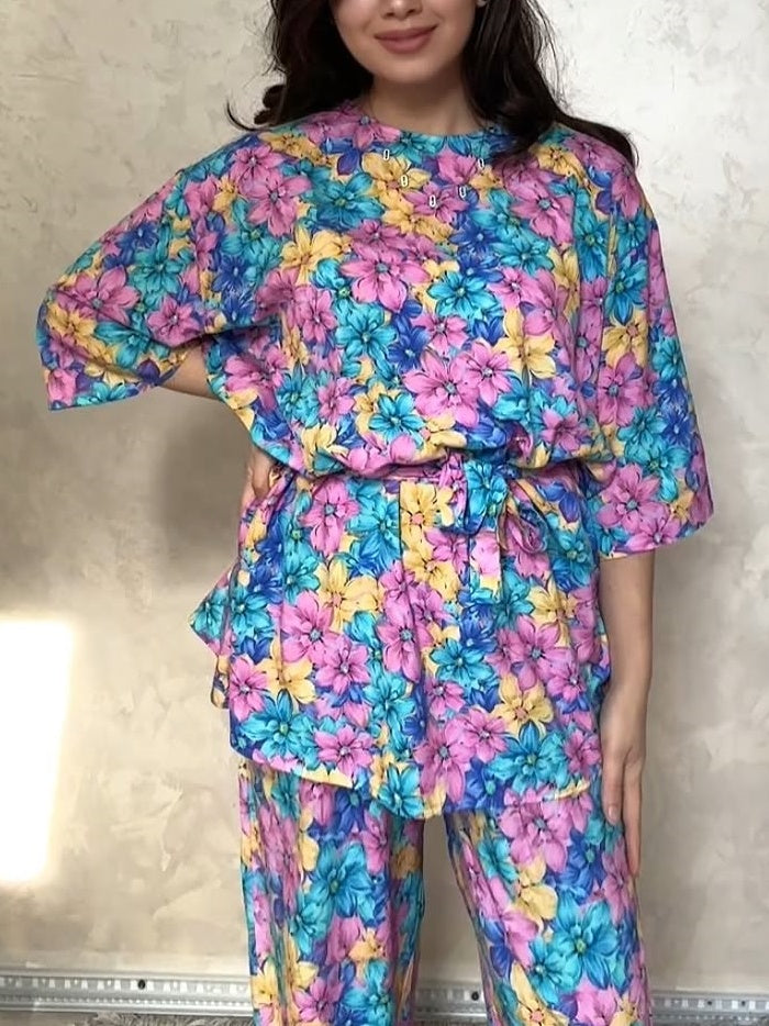 Unique Casual Print Loose Pajamas