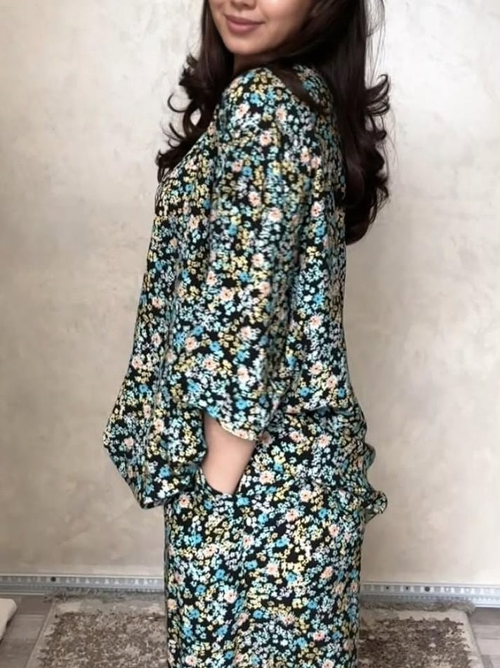 Unique Casual Print Loose Pajamas