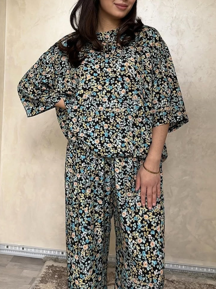 Unique Casual Print Loose Pajamas