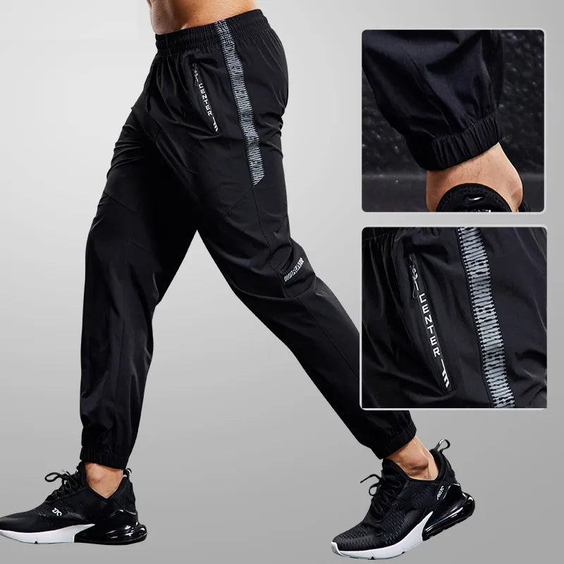 Men's Quick Dry Sports Workout Leggings with Zipper Pockets