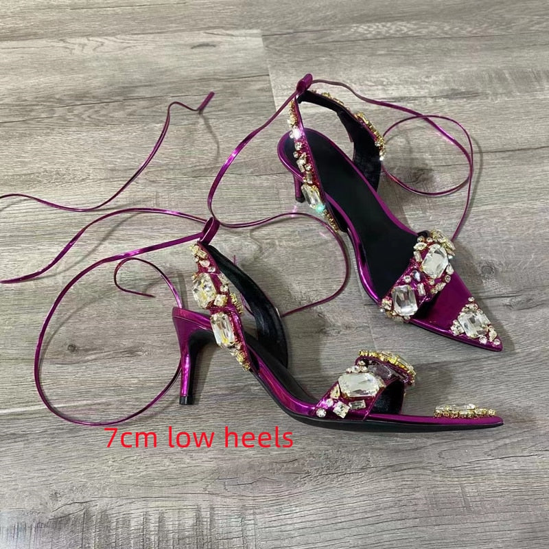 Tom Ford Inspired Chunky Rhinestone Metallic Sandals
