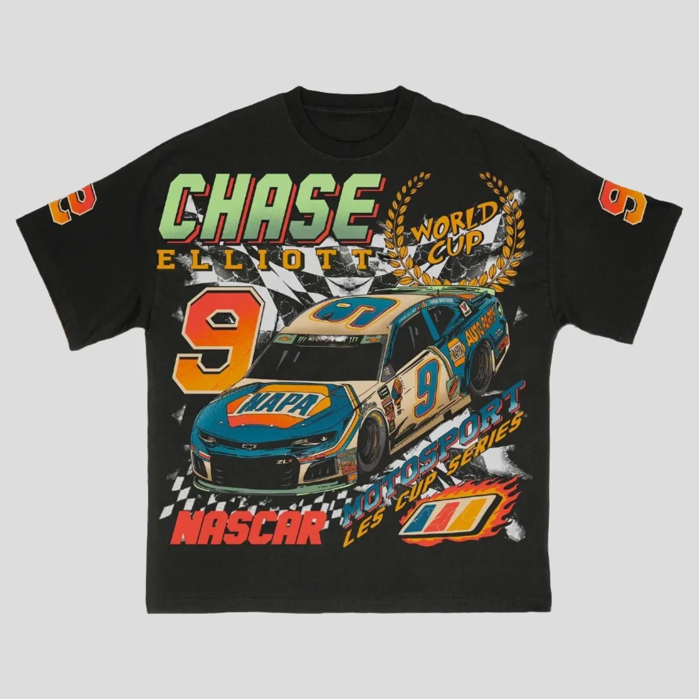 Chase Elliott 9 Women's Moto Sport Black Cotton Tee: Sporty Style!
