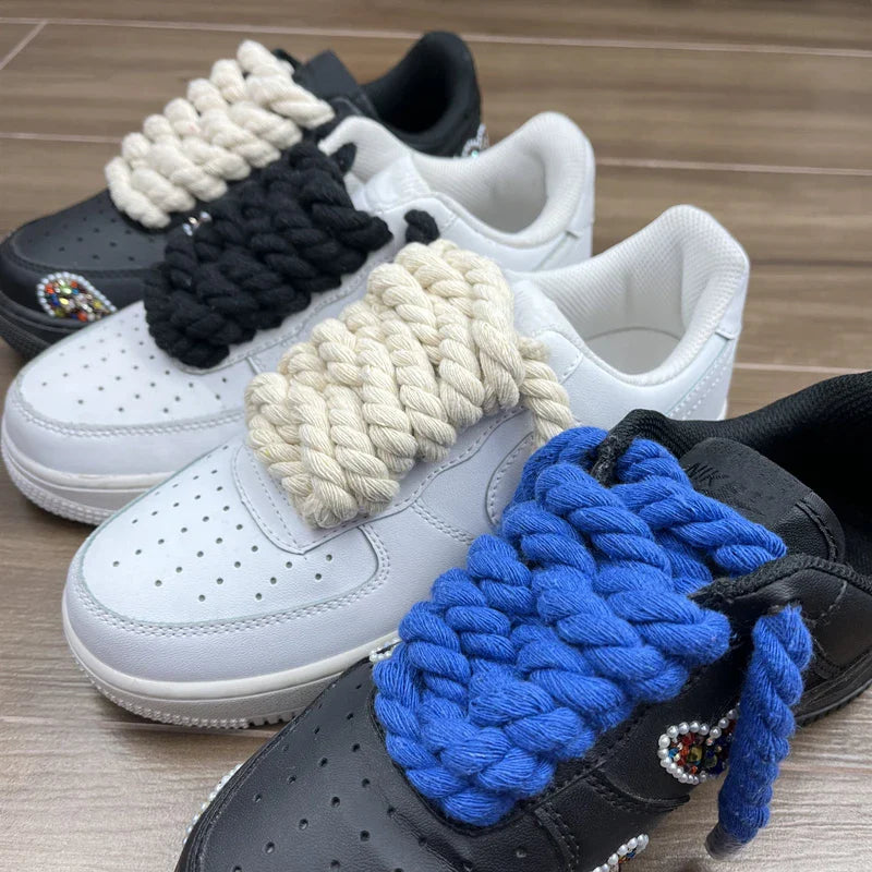 Stylish 10MM Round Linen Rope Laces AF1 - Urban Style AF1/AJ Shoe Rope!