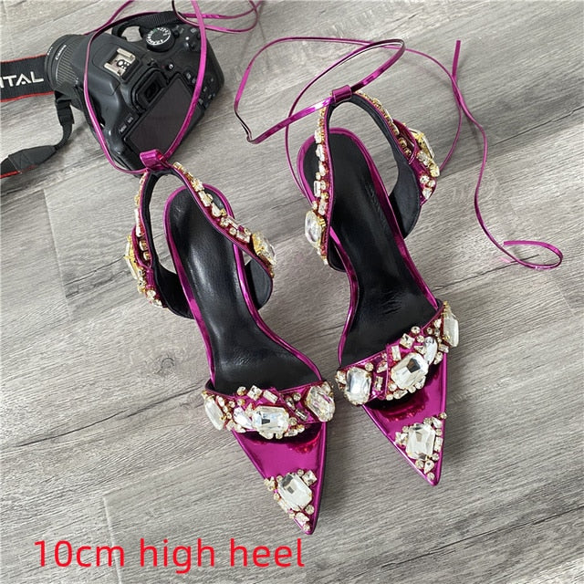 Tom Ford Inspired Chunky Rhinestone Metallic Sandals