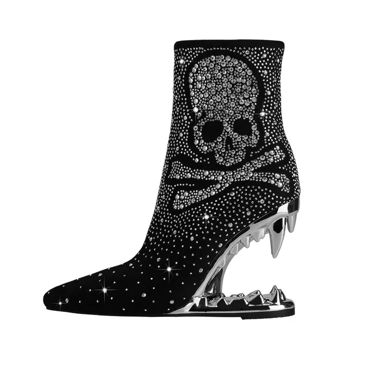 Crystal Skull Ankle Boots