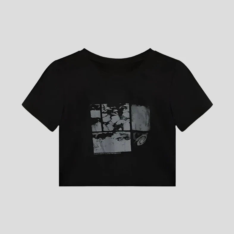 Graphic Cotton Crop Tops for Women