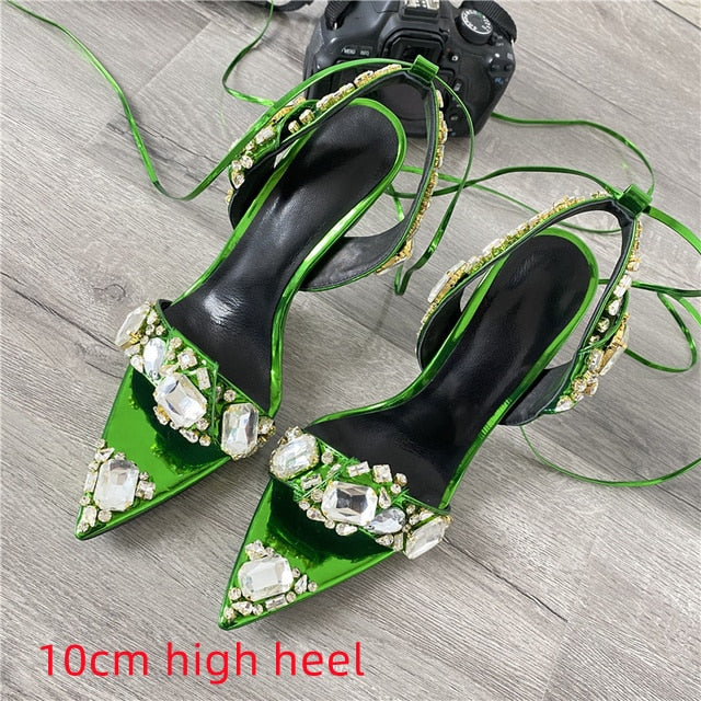 Tom Ford Inspired Chunky Rhinestone Metallic Sandals