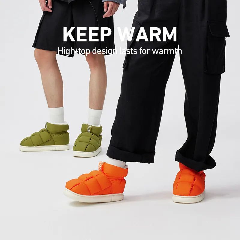 High Top Unisex Ankle Slippers - Warm Plush, Anti-slip