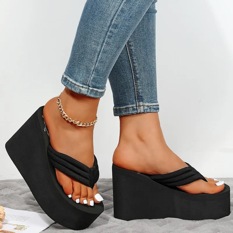 11cm Platform Sandals - Black EVA High Heels for Women
