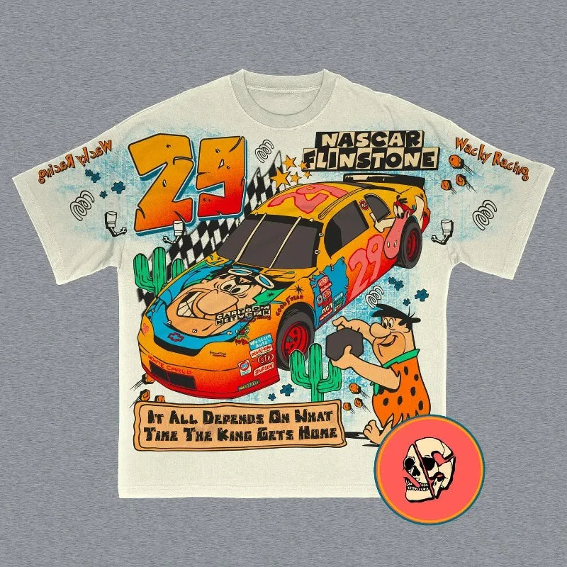 Cartoon Print Shirt - Flinston Loose Tee