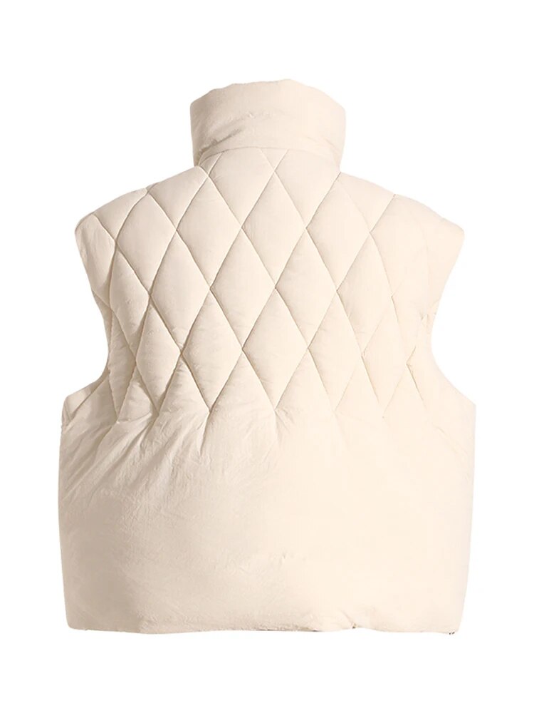 DEAT Fashion Women's Waistcoat Loose Stand Collar Single Breasted Sleeveless Plaid Diamonds Tassel Vest Winter 2023 New 1DF2572