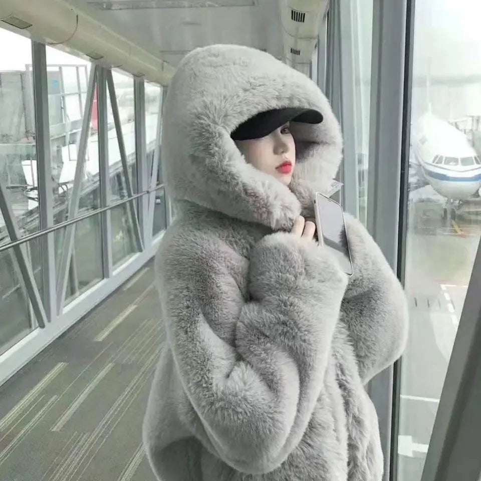 Faux Fur Hooded Winter Jacket for Women
