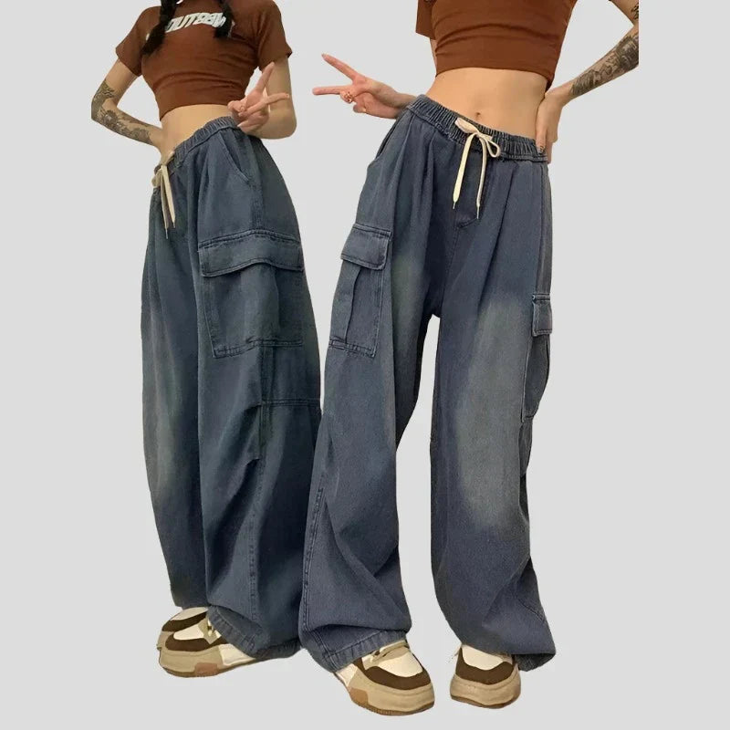2000 Y2K: Baggy Cargo Wide Leg Pants - Grunge Streetwear for Women