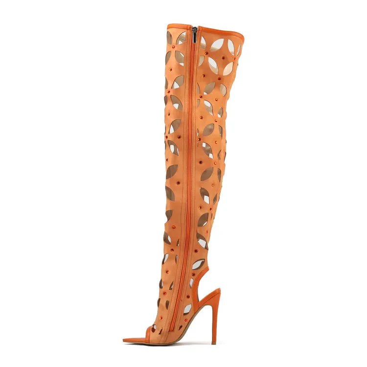 Flame Knee High Stiletto Boots