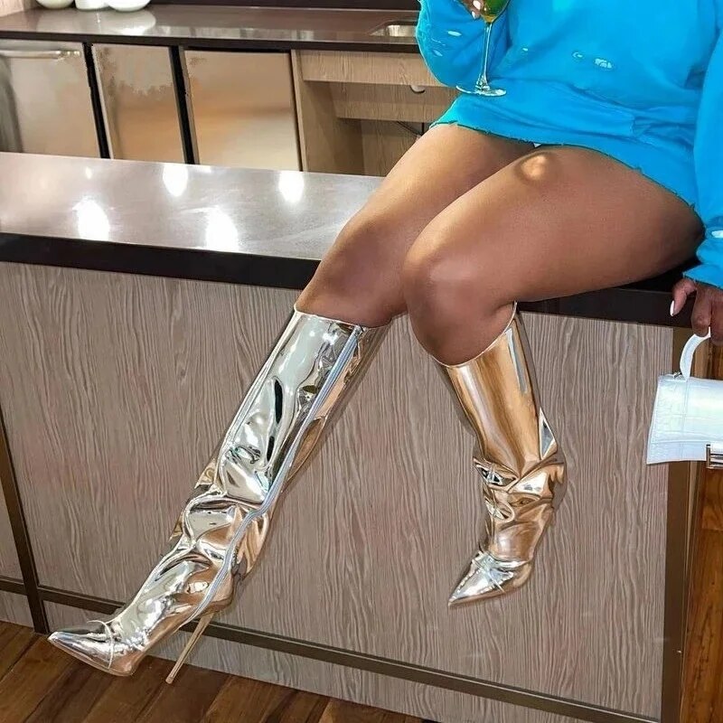 Knee-High Mirror Boots