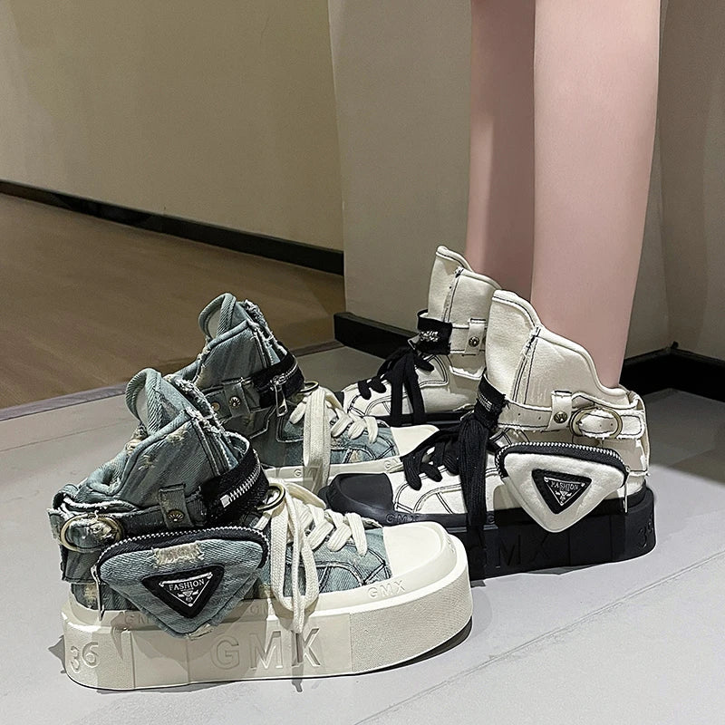 Denim Platform Boots for Women