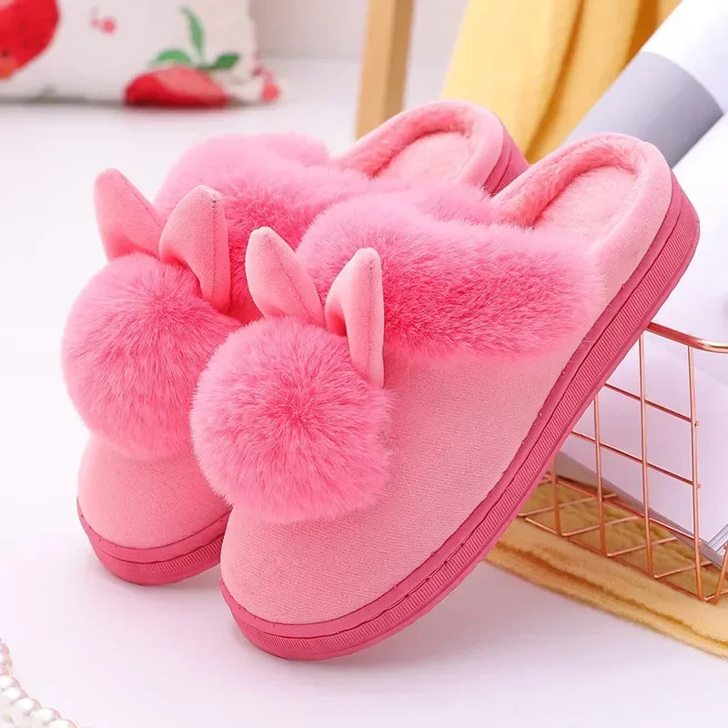 Fluffy Rabbit Plush Slippers for Women