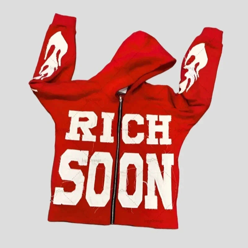 Rich Soon Hoodie - Retro Zipper Unisex Sweatshirt