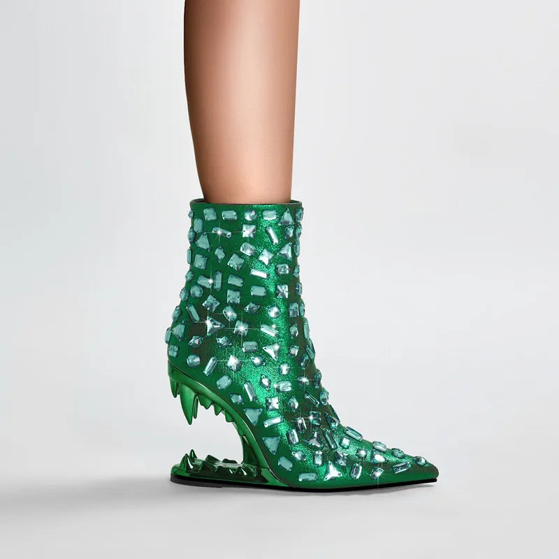 Diamond Teeth Heel Boots