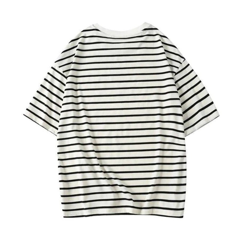 Womens Oversized Graphic Tee - Classic Striped