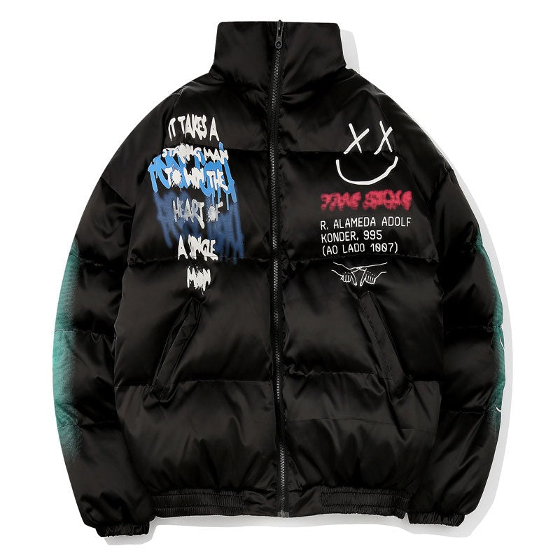 Puffer Jacket for Men - Smiley Print